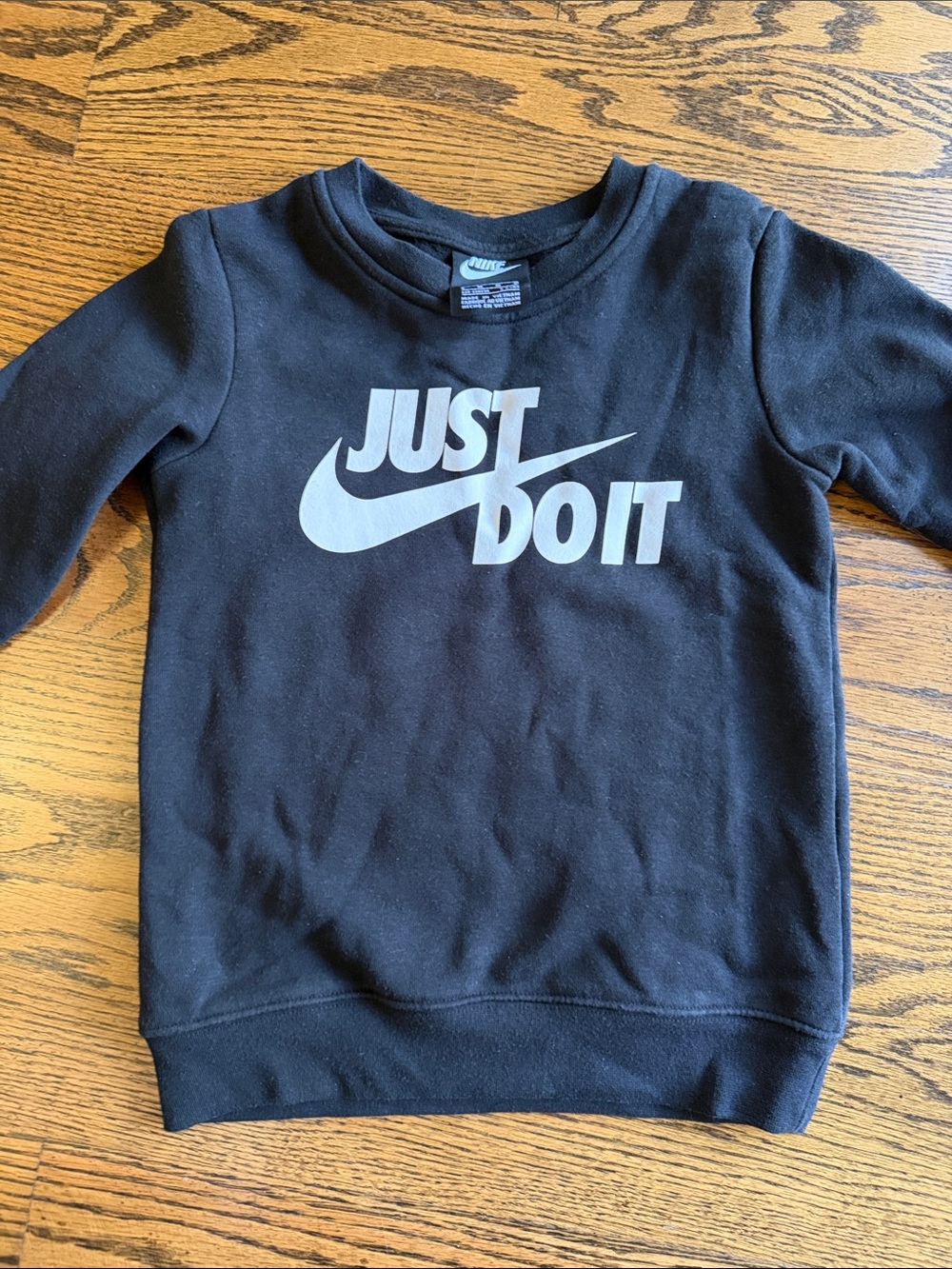Nike Kids Black Sweatshirt with White "Just Do It" Logo